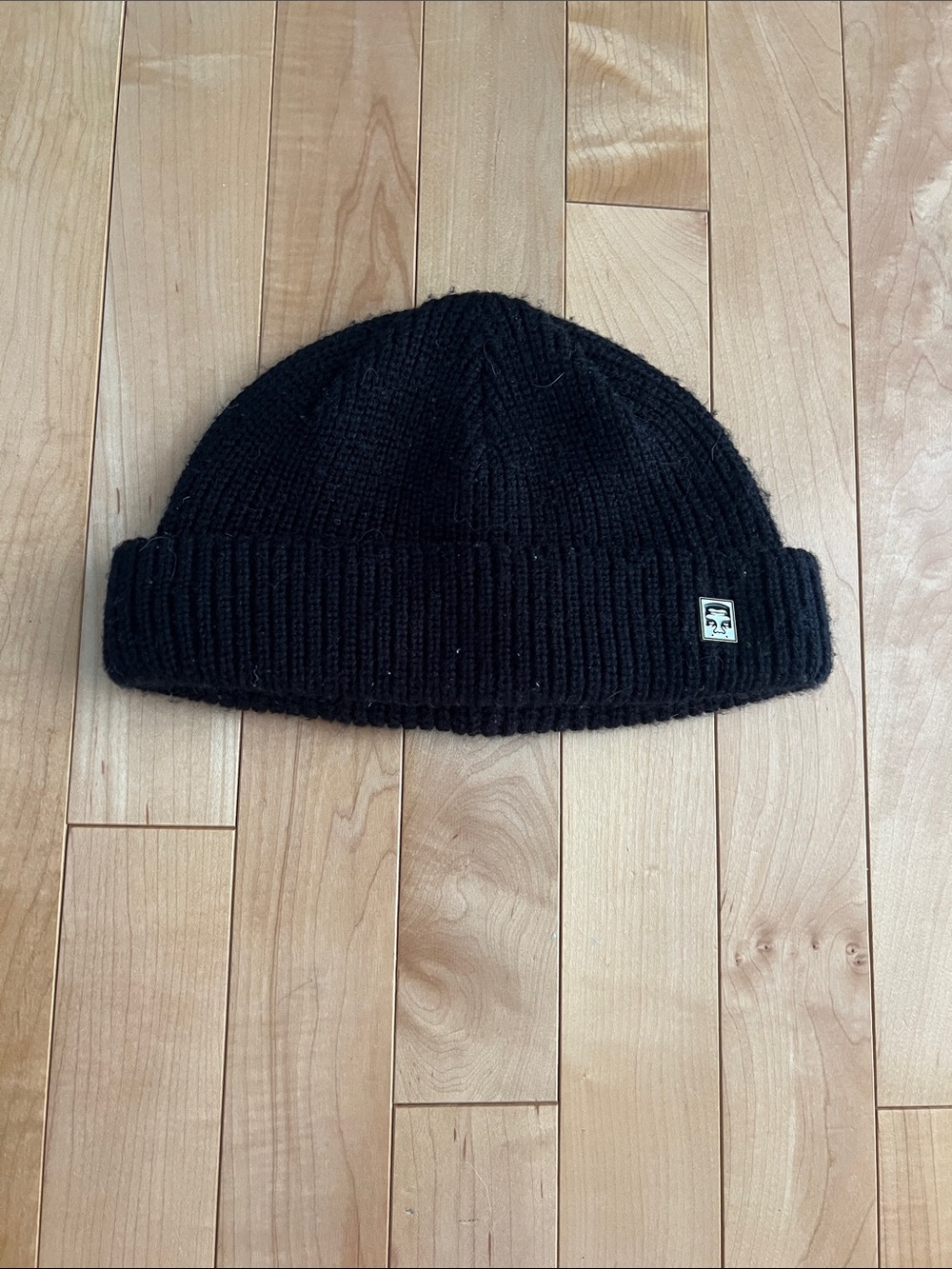 Obey Black Ribbed Cuff Beanie